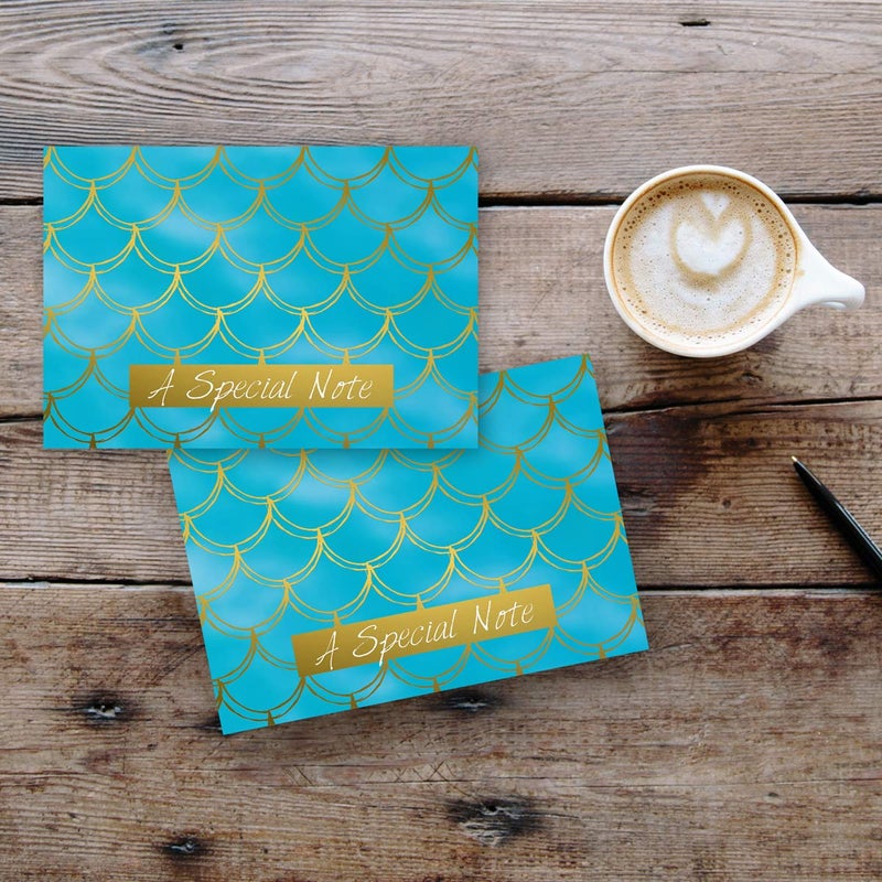 Great Papers! Mermaid Gold Foil Thank You Note Card & Envelopes, 4.875" x 3.375", 50 count (2020033), Blue - Image 2
